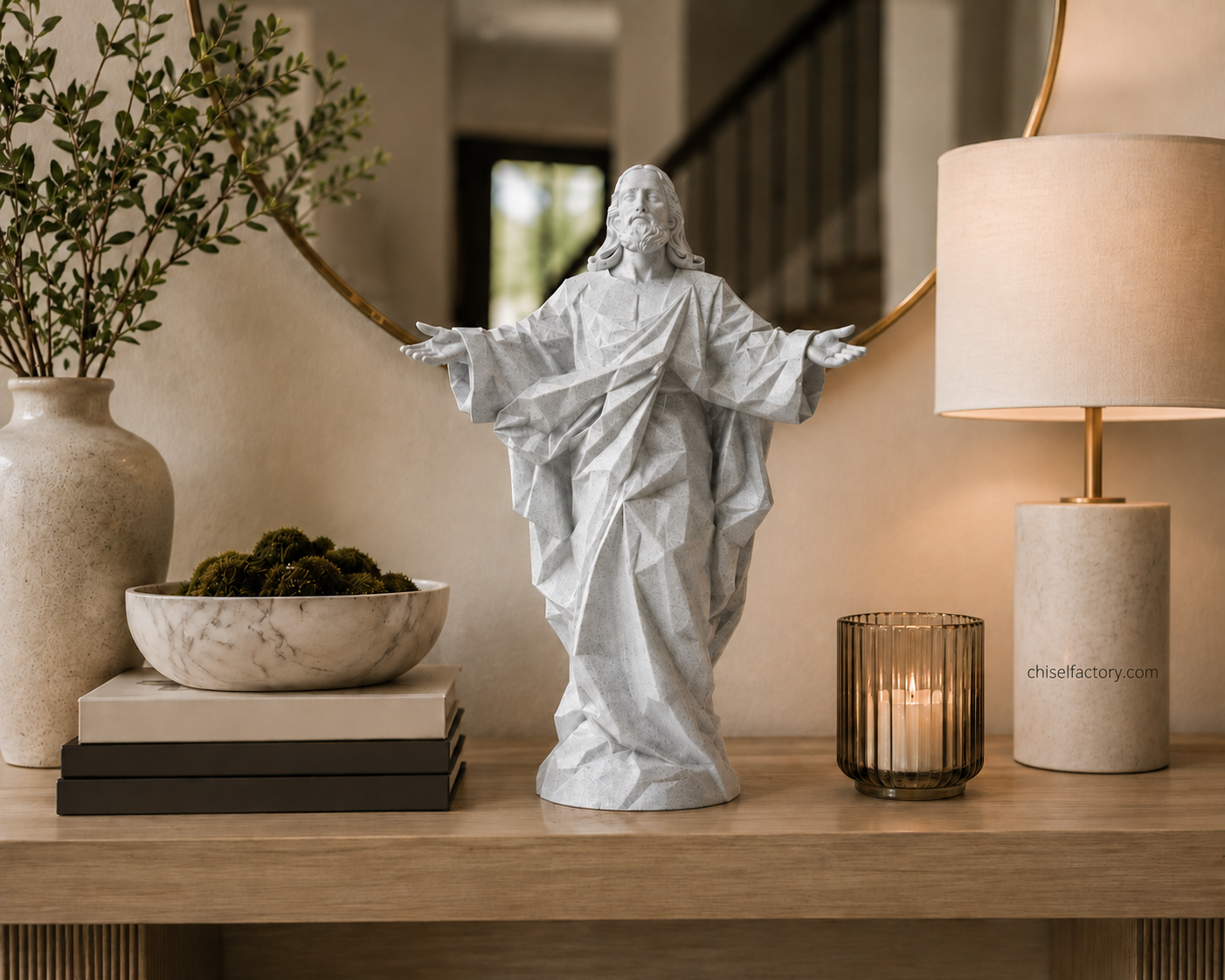 Modern Marble-Look Jesus Statue