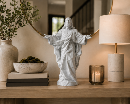 Modern Marble-Look Jesus Statue