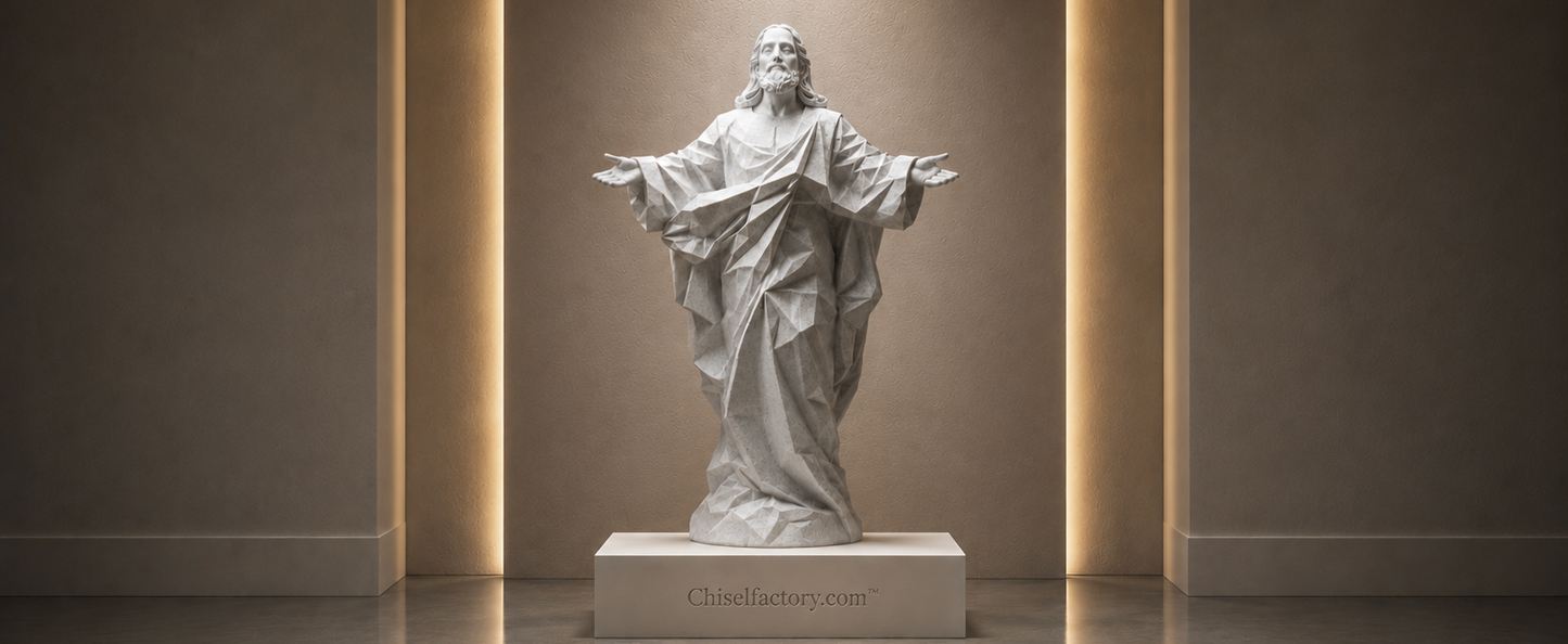 Modern Marble-Look Jesus Statue