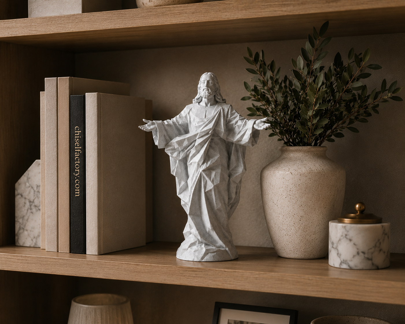 Modern Marble-Look Jesus Statue