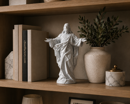 Modern Marble-Look Jesus Statue
